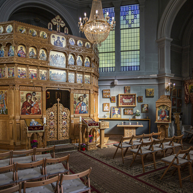 Interieur van Roemeens-orthodoxe parochie St. Gregorius de Theoloog (Foto: Floris Scheplitz)