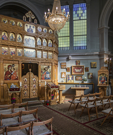Interieur van Roemeens-orthodoxe parochie St. Gregorius de Theoloog (Foto: Floris Scheplitz)