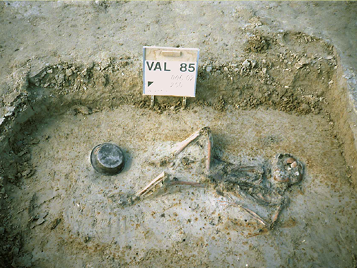 Skelet in Romeins grafveld bij Valkenburg