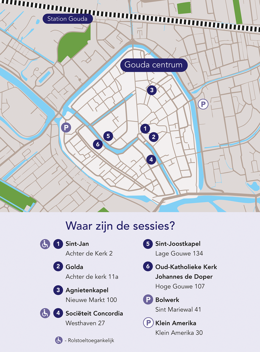 Kaartje met de locaties
