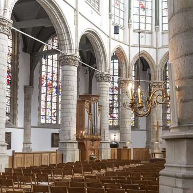 Het interieur van de Sint Janskerk in Gouda