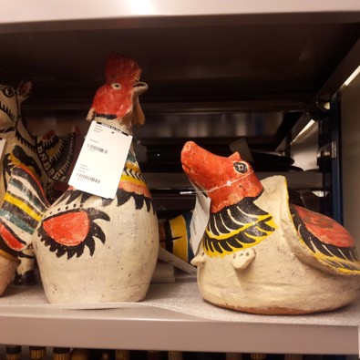 Paard, haan en kip aardewerk beeldjes